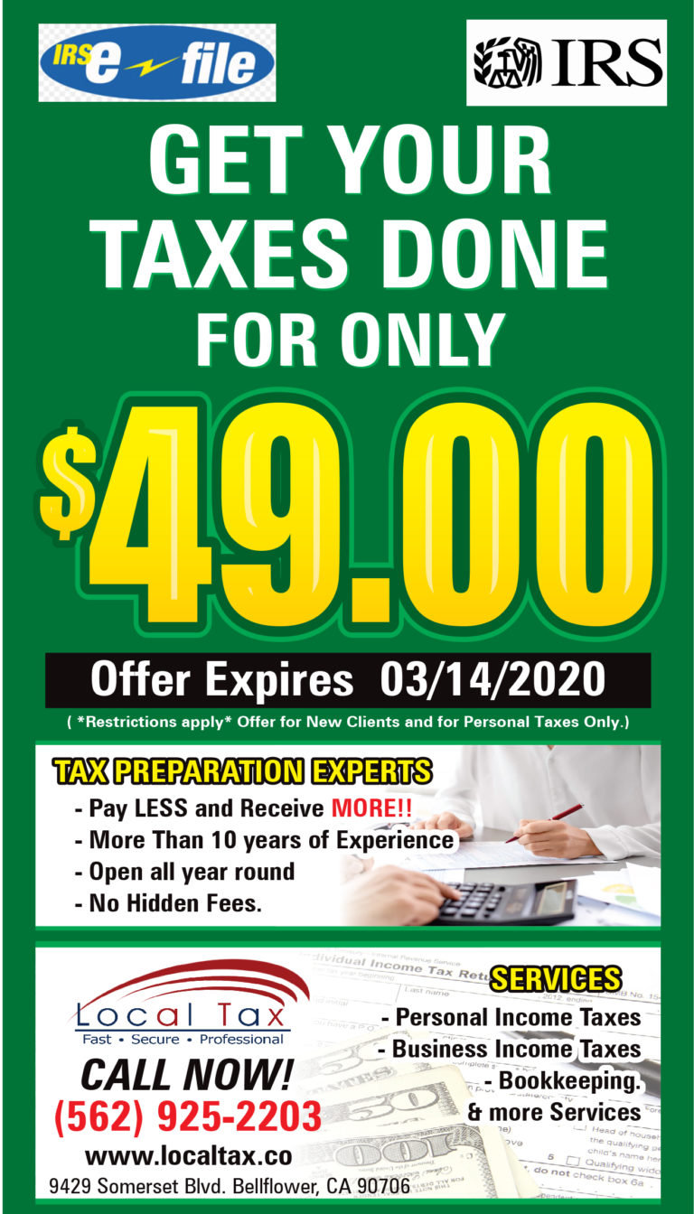 Tax Preparation Special $49
